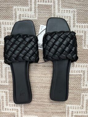 H&M Black Braided Slide Sandals